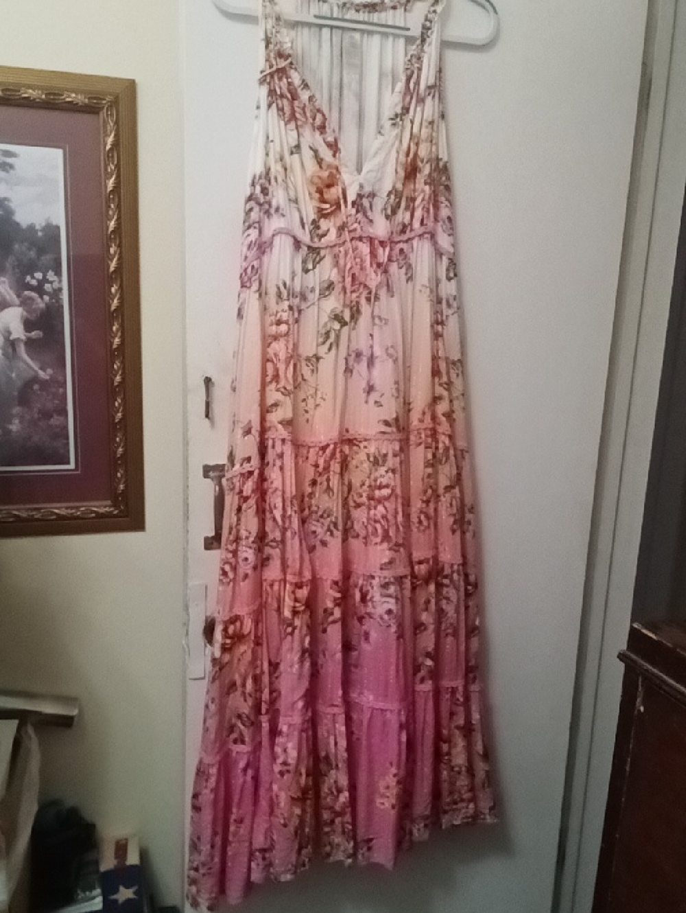 Women's Lovely PQ Floral Pink Ombre Maxi Dress - Sleeveless V-Neck